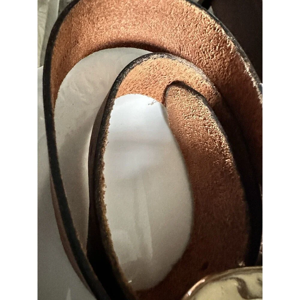 Vintage Full Grain Leather Men’s Belt Solid Brass Buckle Sz L Made In Argentina